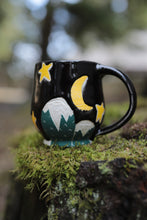 Load image into Gallery viewer, Mountain Mug - black sky & stars