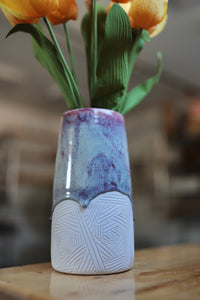 Melting Maroon Etched Vase