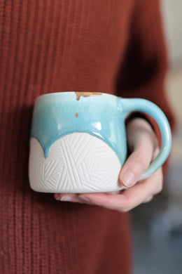 Turquoise Etched Mug